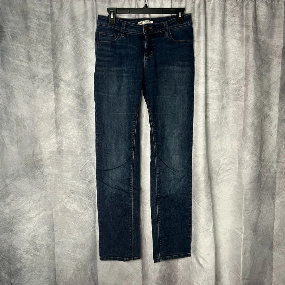 Lee Perfect Fit Just Below The Waist Medium Dark Wash Jeans - size 4